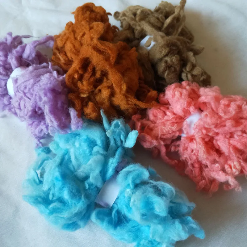WFPFBEC alpaca Curly Fiber for Wool Felt especially for Poodle/Bichon and Sheep 50g 10g/color 5colors no.2
