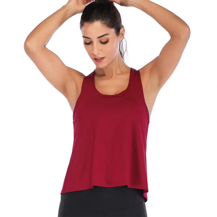 Женская спортивная одежда эластичный крест-обратно жилет сплошной цвет Топы Для Йоги SMN88