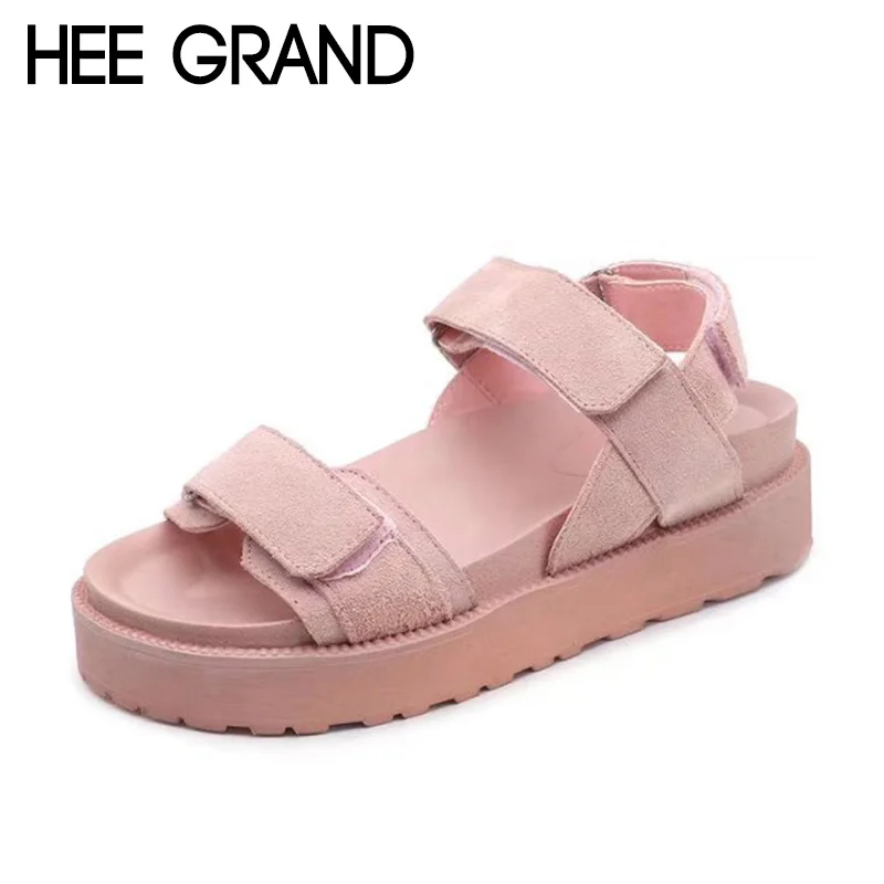 HEE GRAND/2018 г. Новые Для женщин модные однотонные босоножки из флока мягкая подошва
