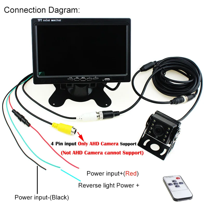 AHD сзади ночное видение Обратный камера 1280*720 P с 7 дюймов AHD 1024*600 мониторы парковка системы для 24 в грузовик автобус