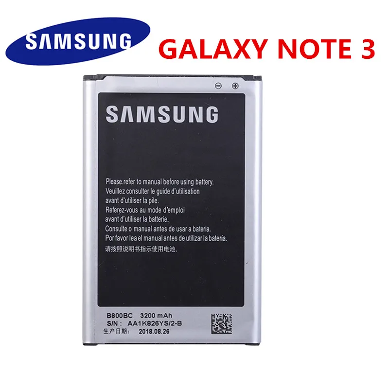 Оригинальный аккумулятор SAMSUNG B800BE B800BC для Samsung GALAXY NOTE 3 N9006 N9005 N900 N9009 N9008 N9002 NFC 3200 мАч