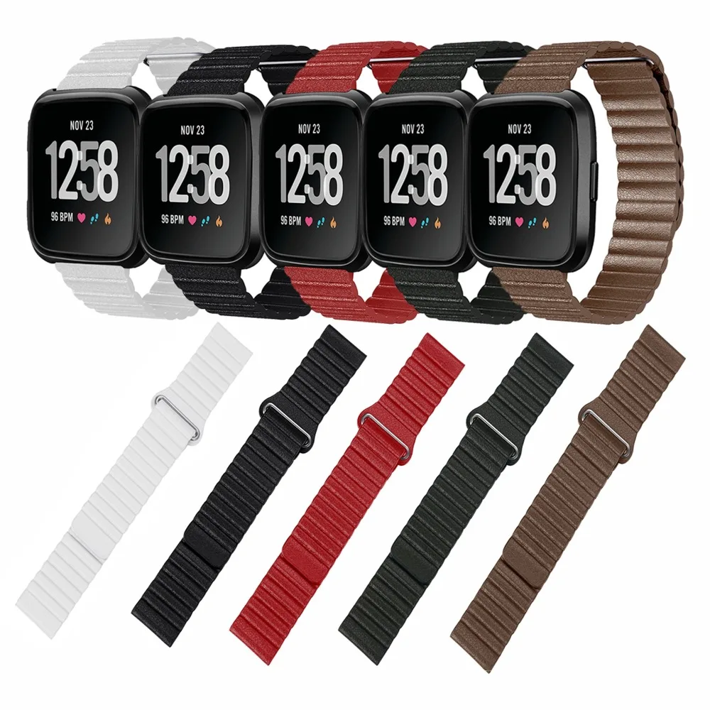 Genuine Leather Magnetic Loop Strap Watch Band for Fitbit