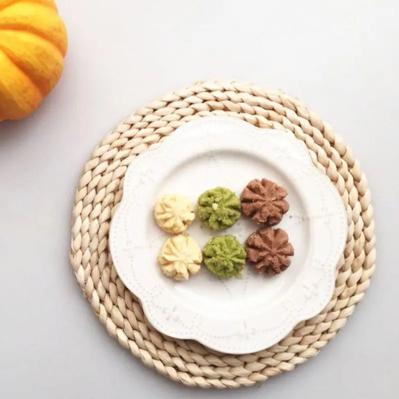 Rattan Placemats Straw Cup Coasters Dining Table Mat Heat Insulation Pot Holder Wicker Drink Coaster Kitchen Accessories