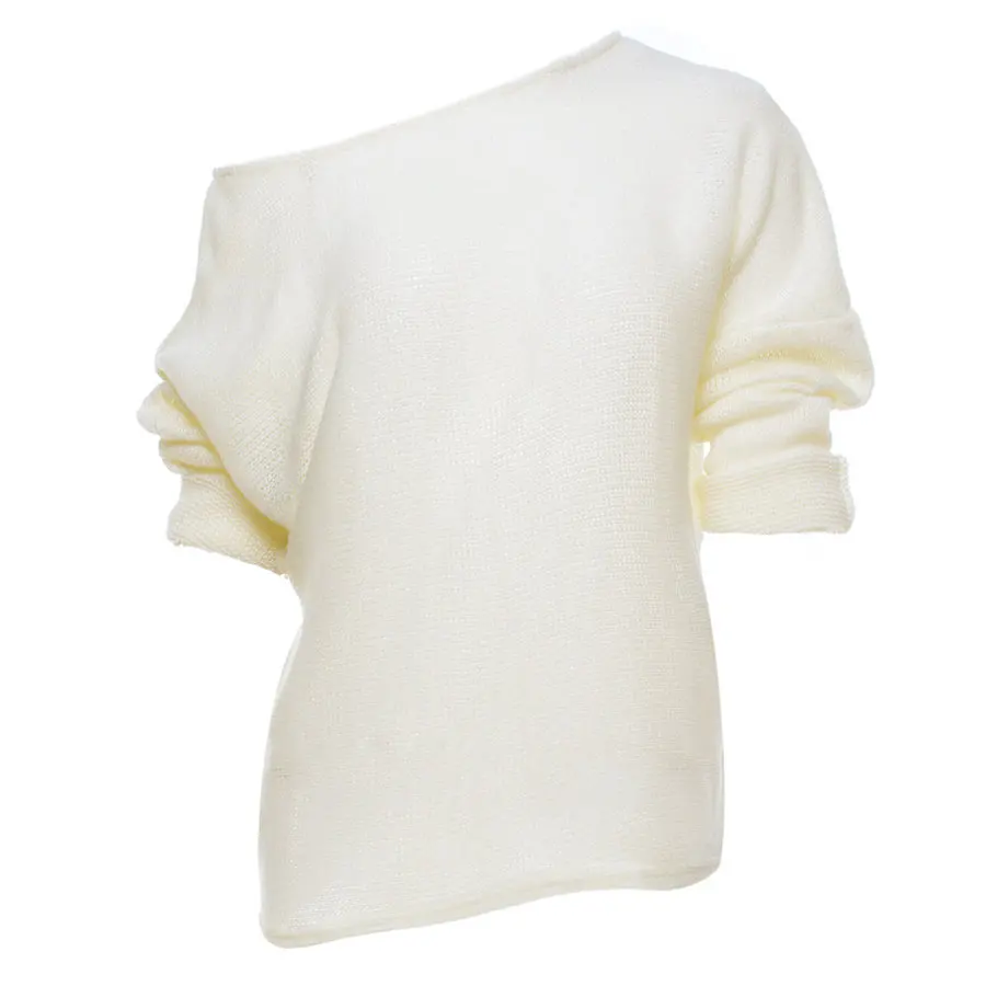 Gladiolus 2018 One Shoulder Sexy Women Autumn Winter Sweater Long Sleeve Loose Casual knitted Pullover Jumper Sweater Women Tops (14)