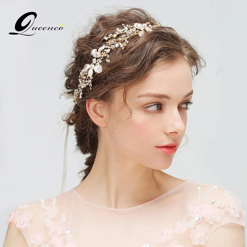 

Floral Wedding Tiara Bridal Headband and Bride Tiara Hairband With Pearls Rhinestones Headpiece Bridal Hair Vines