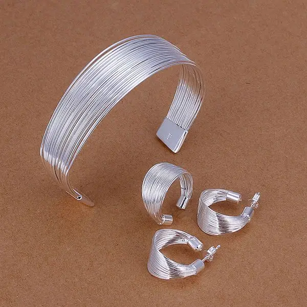 

Hot silver plated Jewelry Sets Free shipping Fashion Jewellery sets Earring 146 + Ring 267 + Bangle 132 /bjvak GY-AS183