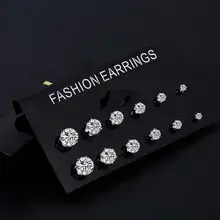 ALIUTOM Мода 6 пар/уп. панк циркон кристалл шпильки Комплект сережек для женщин круглый цветок Готический дизайн Brincos Ювелирные изделия Bijoux