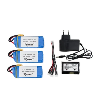 

1 2 3 Pcs Upgraded 11.1V 6000mAh 20C Lipo Xpower Battery With Charger For XK X380 X380-A X380-B X380-C rc Quadcopter Helicopter