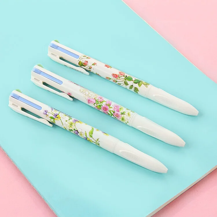 

1PC New Novelty 4 Colors Kawaii Flower Plastic Ballpoint Pen Creative Ball Pen For Office School Supplies Stationery Gift