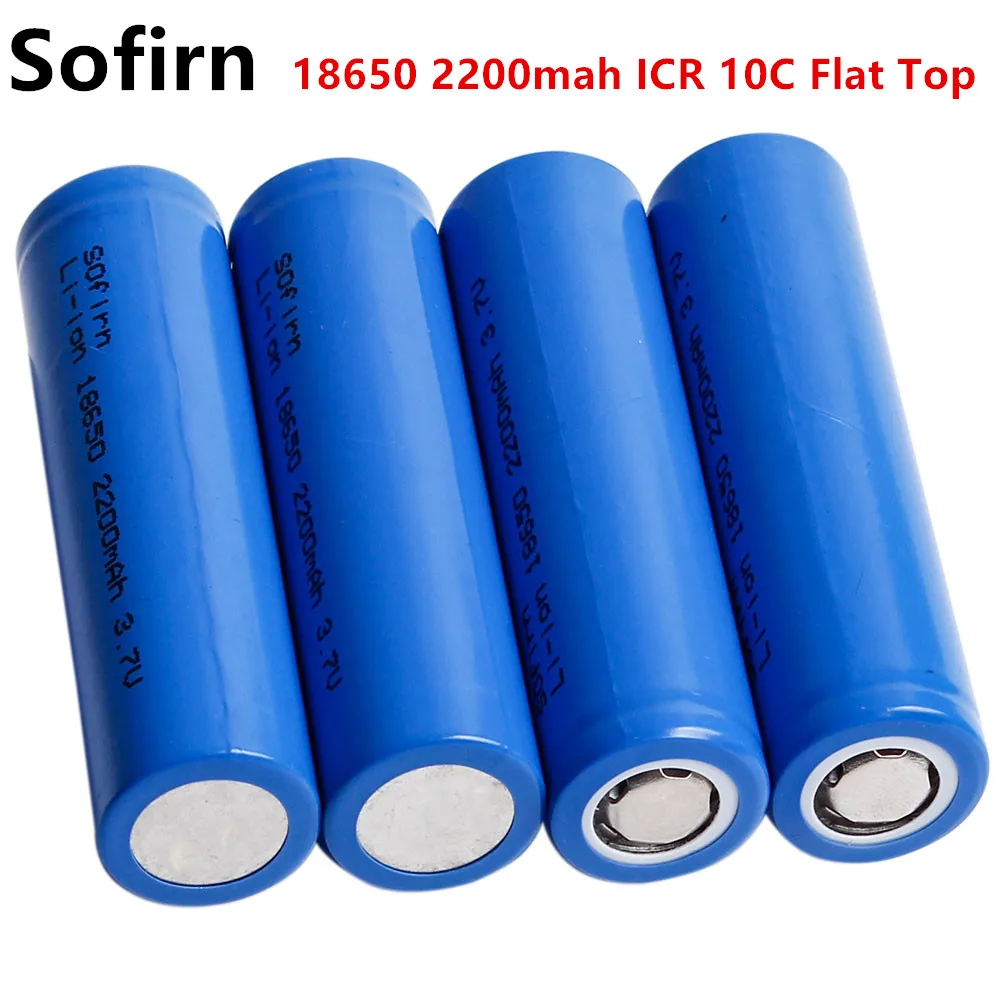 Sofirn 18650 3.7V 2200mAh Rechargeable Battery ICR 10C Flat Top LI Ion 18650 Batteries Lithium