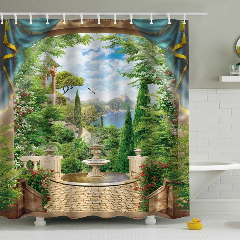 Полиэстер Ванна декоративная занавеска пейзаж тема ванная душевая занавеска