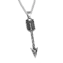MCSAYS Hip Hop Jewelry Arrow Retro Pendant Stainless Steel Cuban Chain Tool Necklace Mens Fashion Accessories 4HP