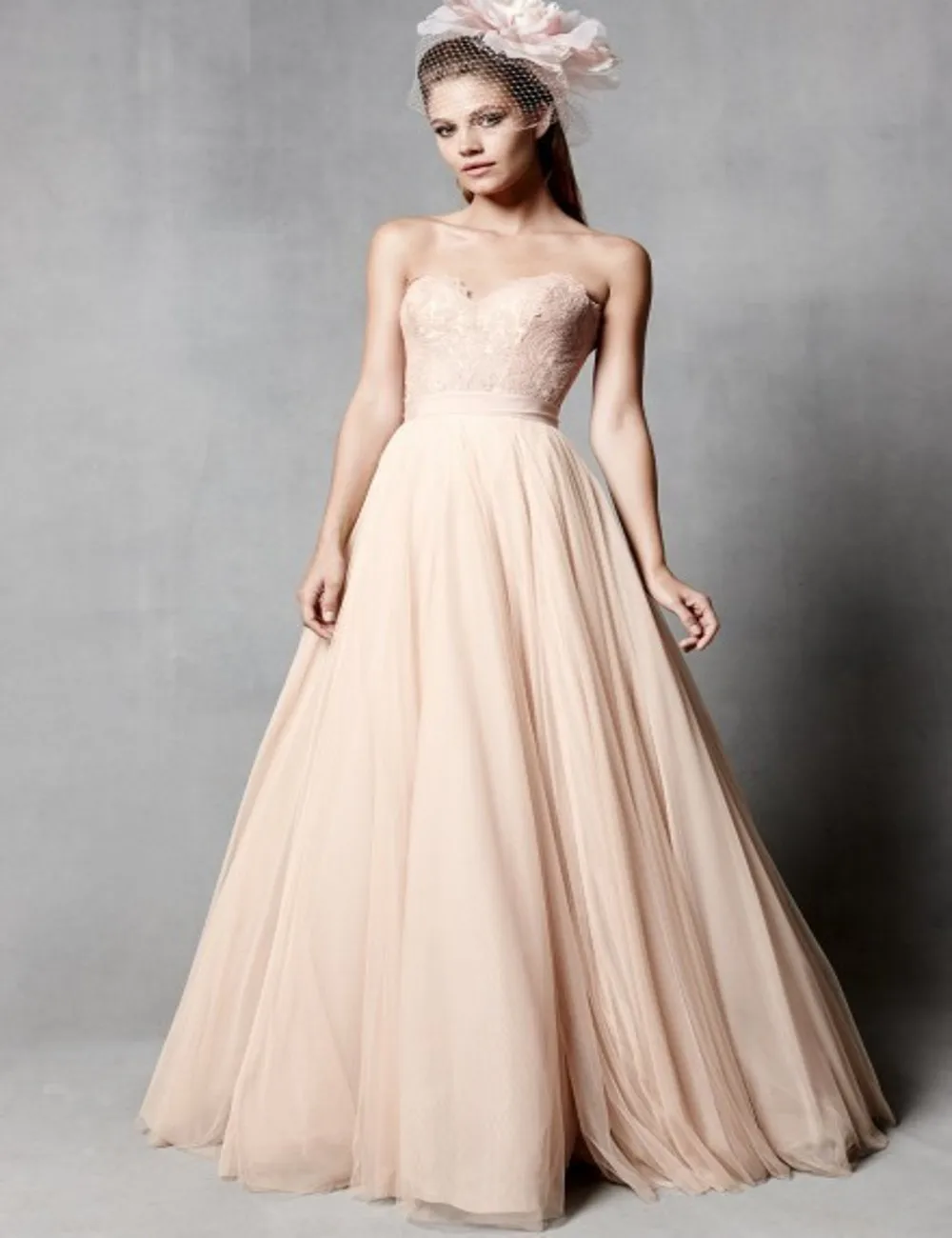 blush color gown