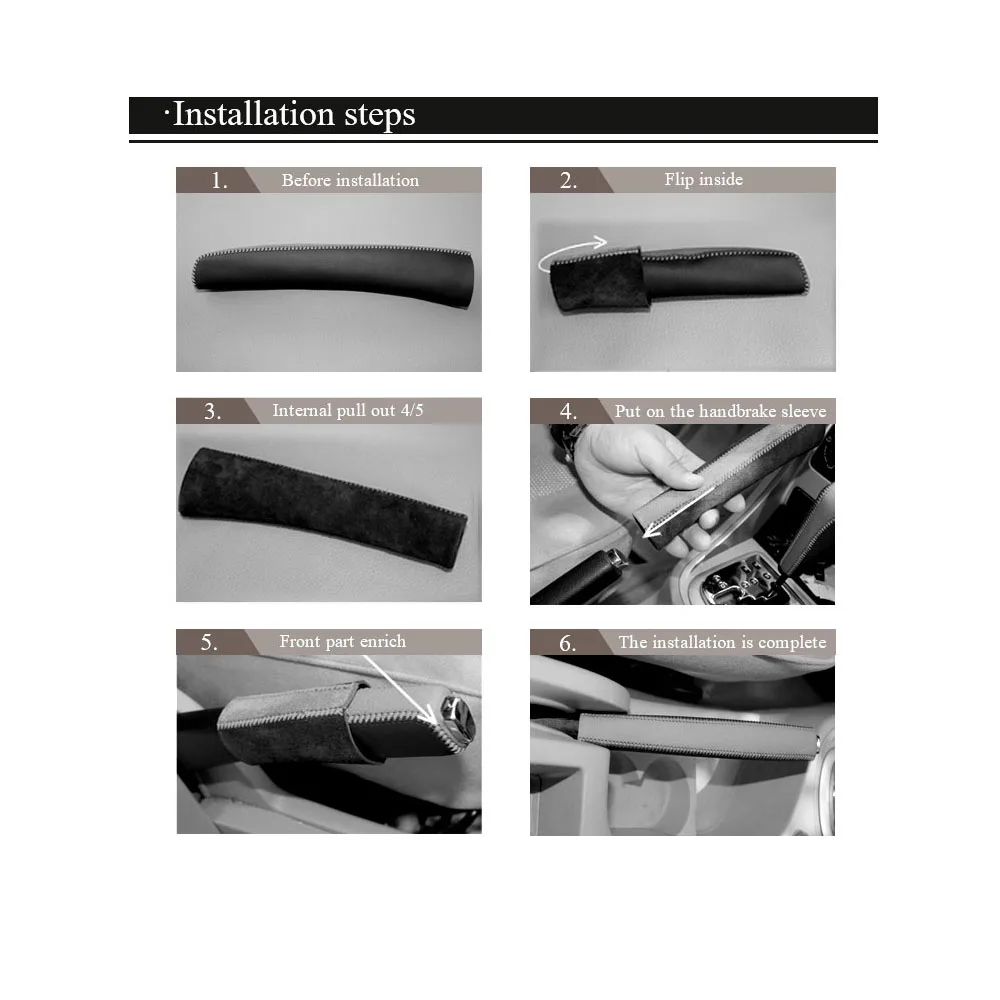 Genuine Leather Hand Brake Cover Protective Sleeve For Ford Mondeo Mk4 2007-2012 Black (Red line Stitching)