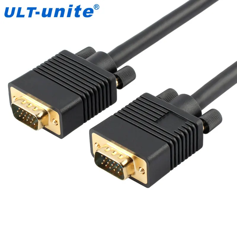 ULT unite VGA Flat Cable Male to Male Black Braided Shielding High Premium HDTV VGA Cabo 1.5m 2m