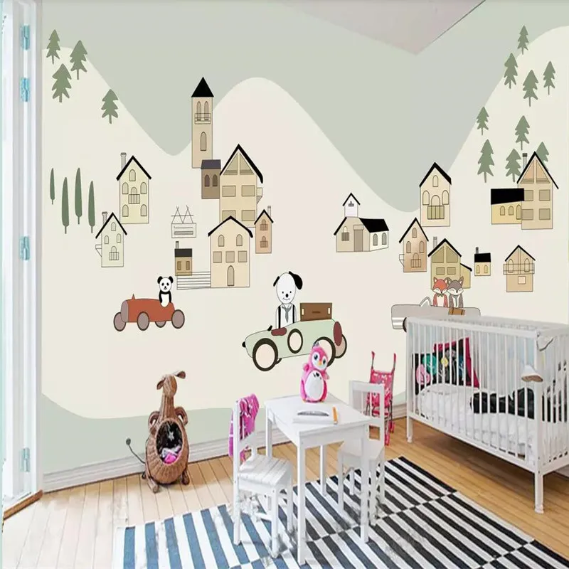 Cartoon animal park children's room background wall professional production mural wallpaper wholesale custom photo wall Cartoon animal park children's room background wall professional production mural wallpaper wholesale custom photo wall