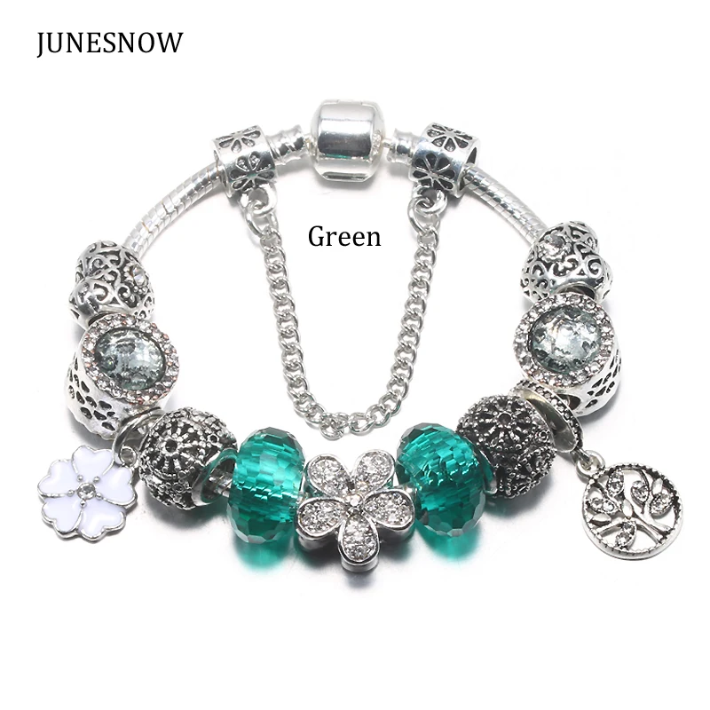 

JUNESNOW Monther's Day Gift Jewelry Grass Charm Beads 6 Color Life Tree Pendant Fit charm Brand Bracelets for Women Gift DIY
