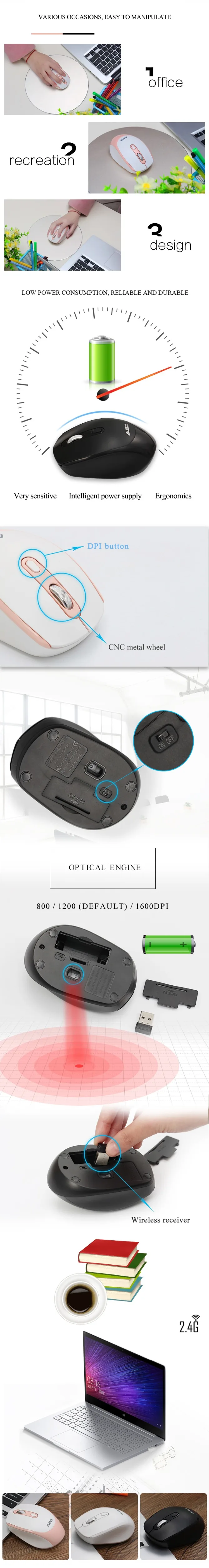 Ajazz 120I 2.4G Wireless Mouse Adjustable 800  1200  1600DPI Mouse Gamer  (2)