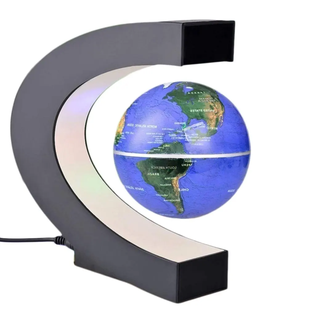 Goede Mode Elektronische Drijvende Tellurion C Shape Magnetische Levitatie Zwevende Globe World Map Met LED Licht Woondecoratie Geschenken