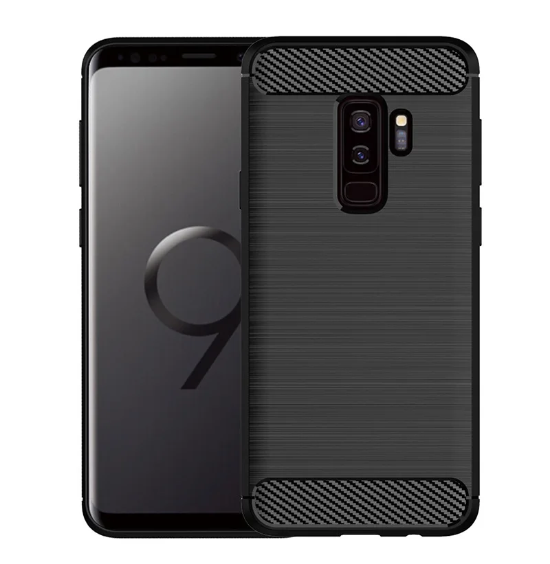 

for samsung galaxy s9 plus Soft Carbon fiber mobile cell phone Anti-knock Back Cover Dirt-resistant Brushed Finish case