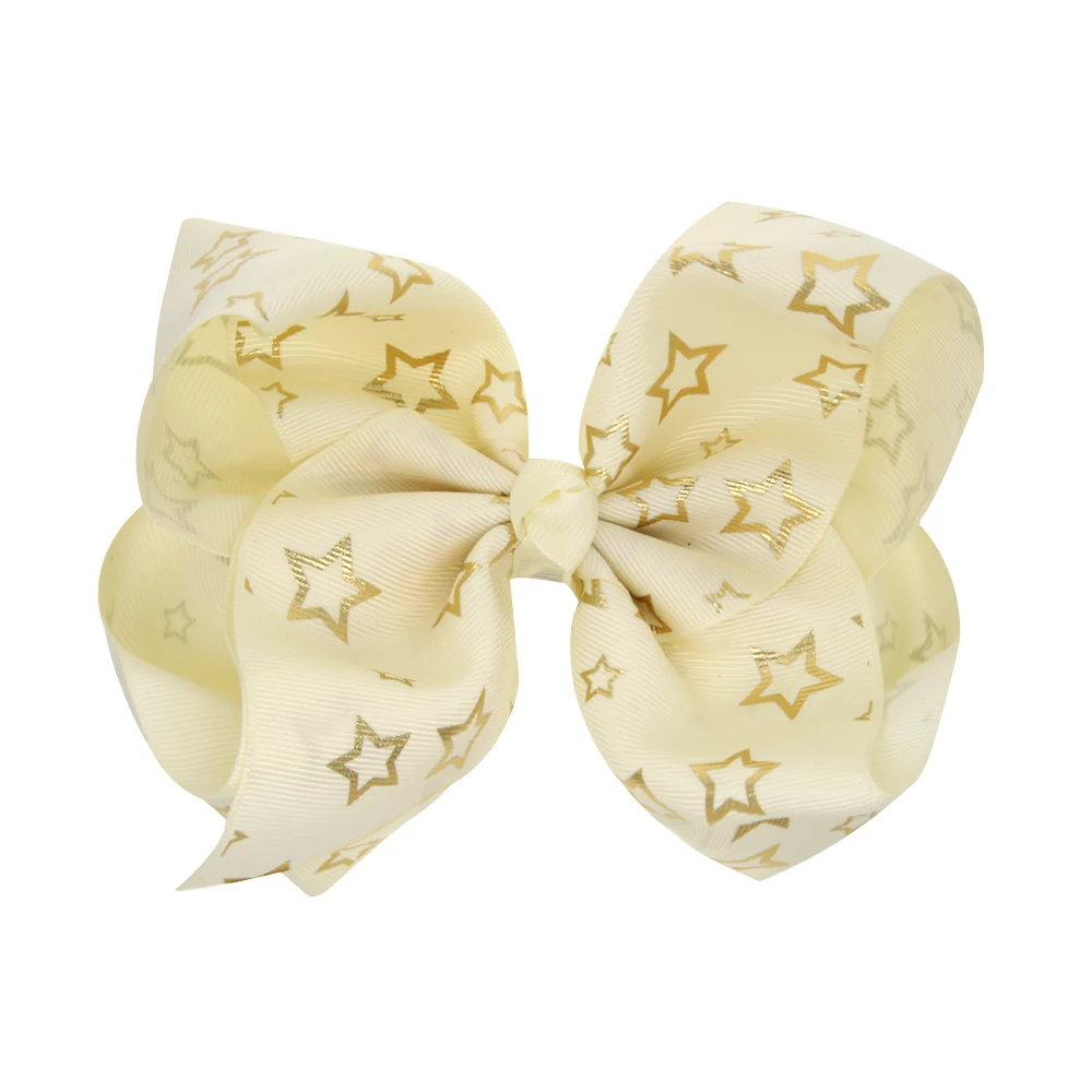 

JRFSD 8 Inch Large Bow Stamping Stars Bow HairpinS For Girls Cute Hair Clip