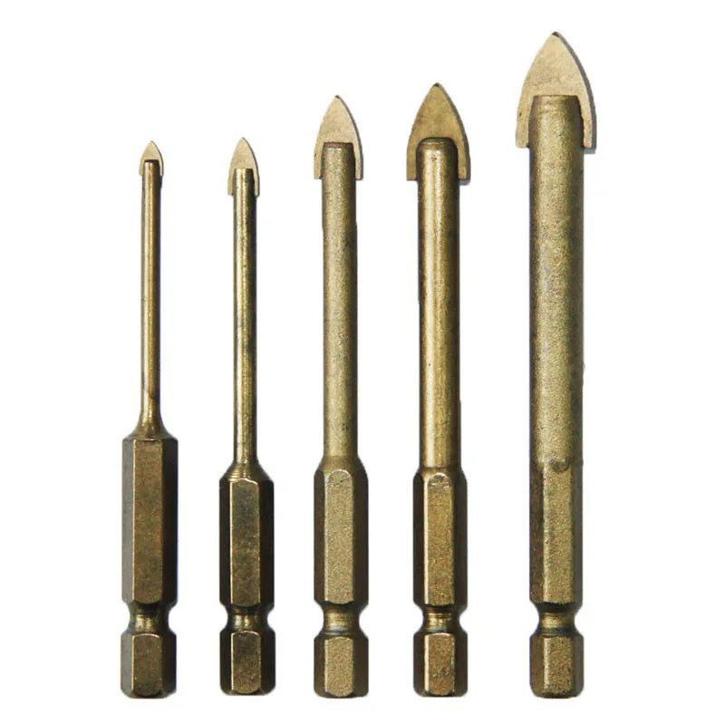Koop 5 stks Tungsten Carbide Glas Boor Set Tegel Cutter Hex Shank Gipsplaten Gereedschap