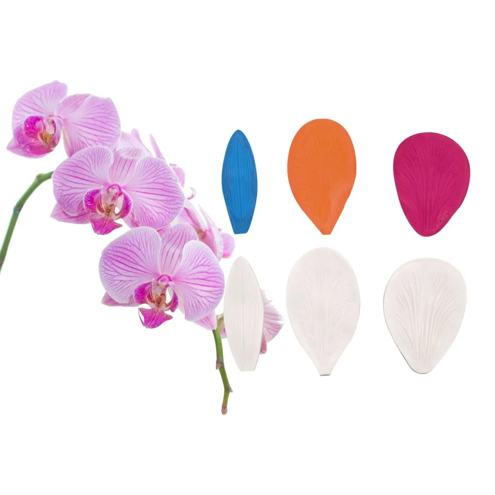 

Orchid Flower Petal Silicone Veiner Mold Flower Cake Decorating Moulds Fondant Sugarcraft Tool Bakeware