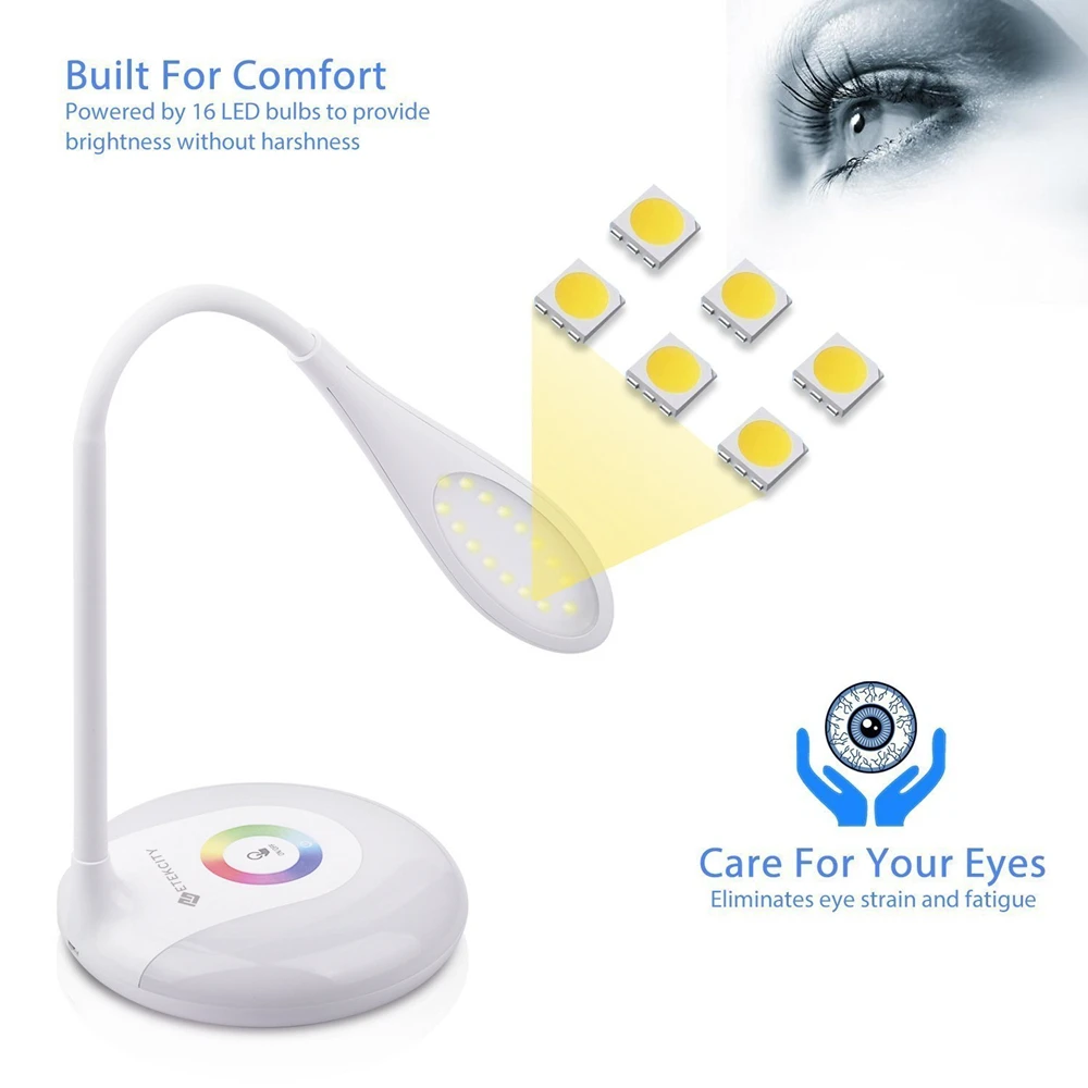 Светодиодный светильник RGB с затемнением для детей, обучающий настольной лампе, защищающей глаз, перезаряжаемая USB лампа для спальни