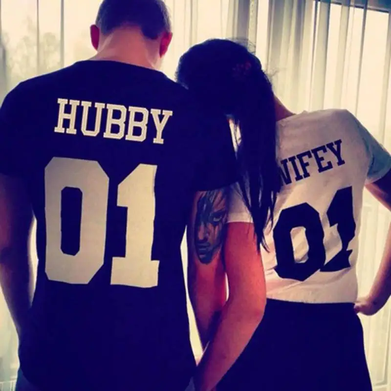 Plus Size 3XL 2018 BKLD Street Runway Couple Funny Letter Print T Shirt Men Women HUBBY WIFEY 01 Summer Lovers T Shirt For Loved Plus Size 3XL 2018 BKLD Street Runway Couple Funny Letter Print T Shirt Men Women HUBBY WIFEY 01 Summer Lovers T Shirt For Loved