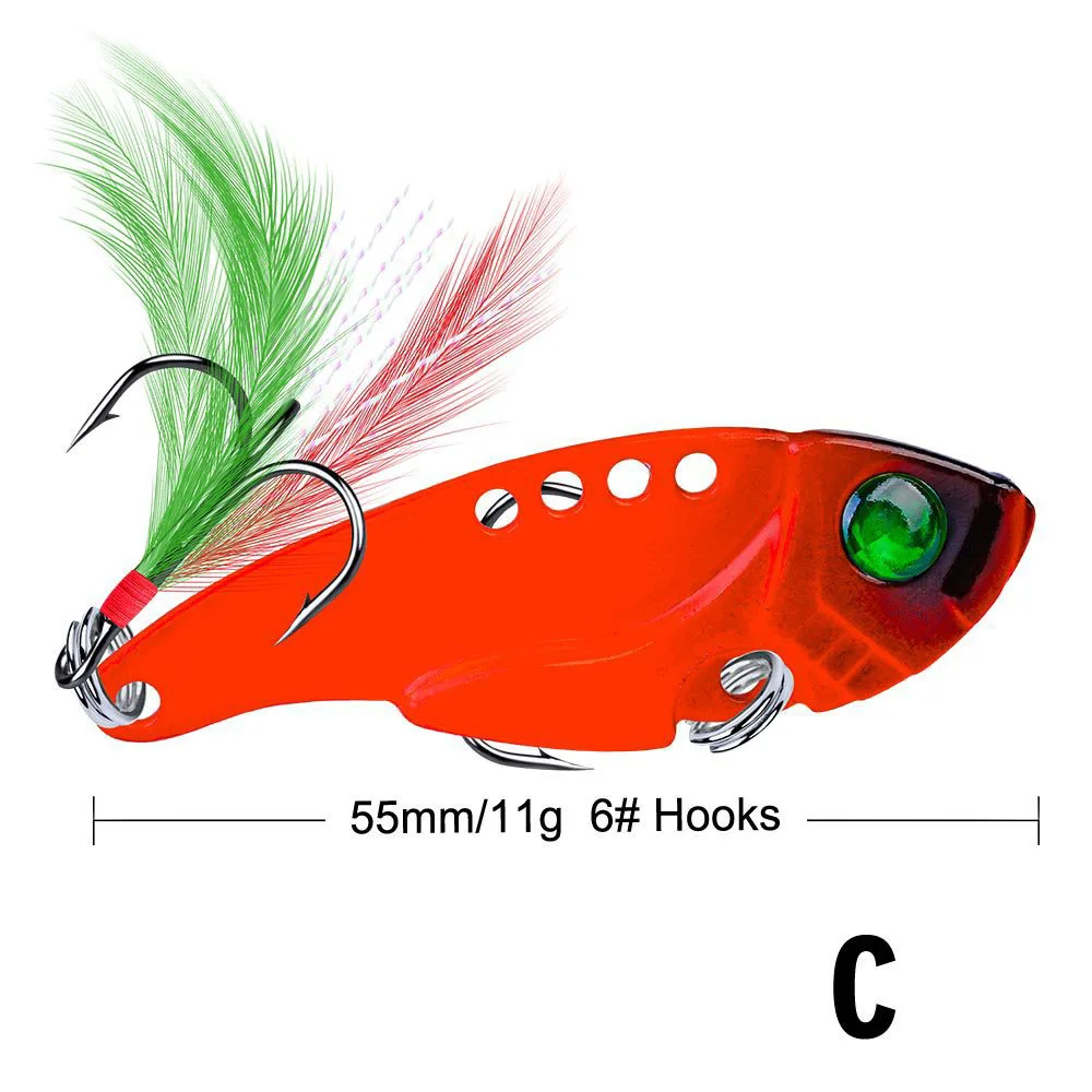 JACKFISH, 11 г/55 мм, металлическая жесткая рыболовная приманка, VIB, гремучая рыболовная Тонущая, Vibra, гремучая приманка, рыболовная приманка, блесна, приманка - Цвет: C