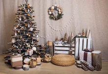 Laeacco Christmas Tree Wood Gifts Baby Wooden Floor Photography Background Customized Photographic Backdrop For Photo Studio Laeacco Christmas Tree Wood Gifts Baby Wooden Floor Photography Background Customized Photographic Backdrop For Photo Studio