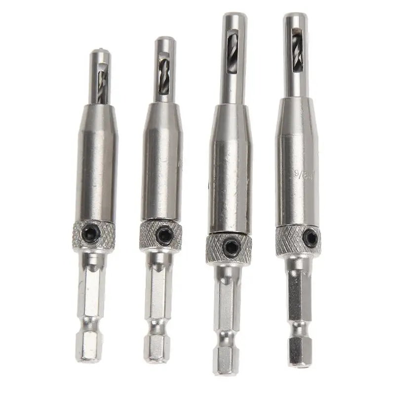 4pcs Center Drill Bit Doors Self Centering Hinge Tapper Core Set HSS Cabinet Hole Puncher Woodworking Tool | Инструменты