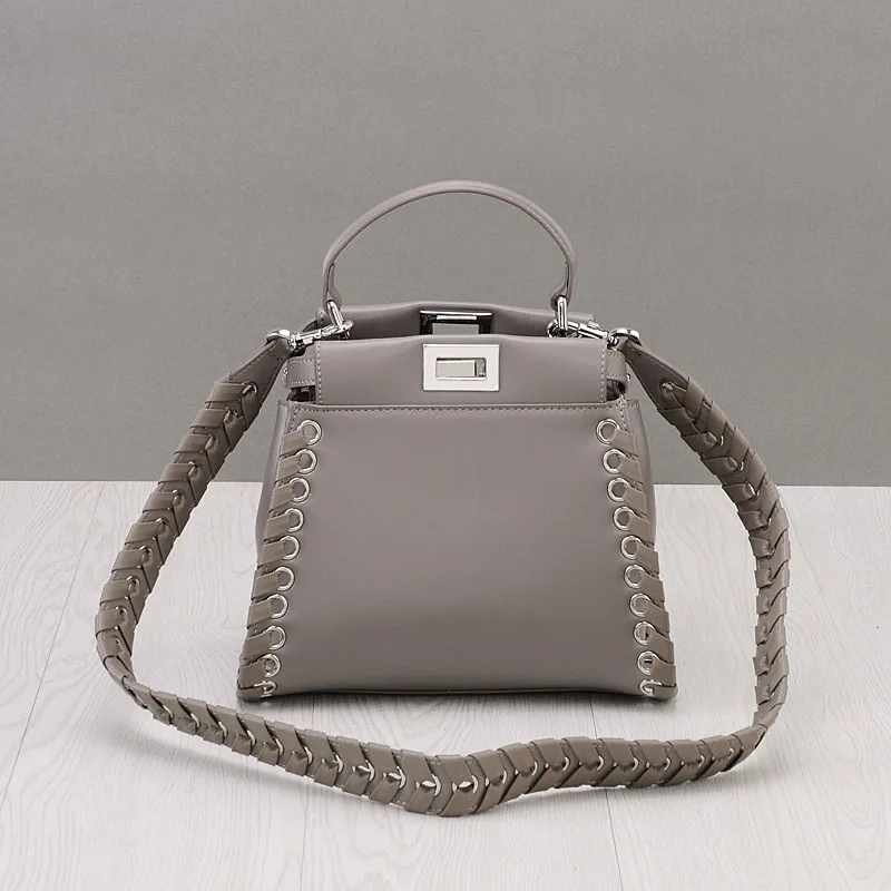 2018 Mini Luxury Handbags Women Bags Designer Knit Side Split Leather Bags Handbags Women Famous Brands Hasp Flap Shoulder Bag