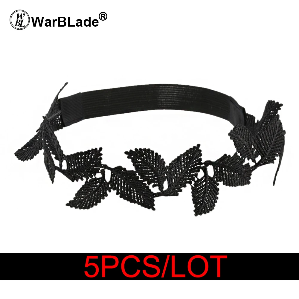 

5 PCS Leaf Hairband Flower Gothic Black/White Lace Hair Band Hair Jewelry Beach Wedding Hair Accessories