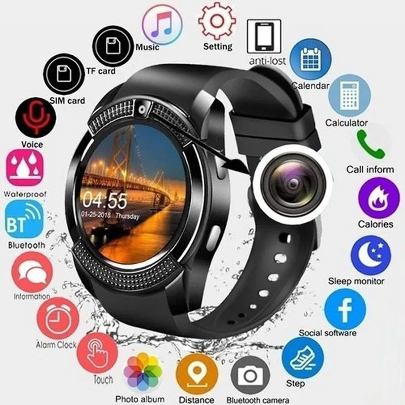 Bluetooth Y1 Смарт-часы Relogio Android SmartWatch Телефонный звонок GSM Sim удаленного Камера информации Дисплей Спорт Шагомер