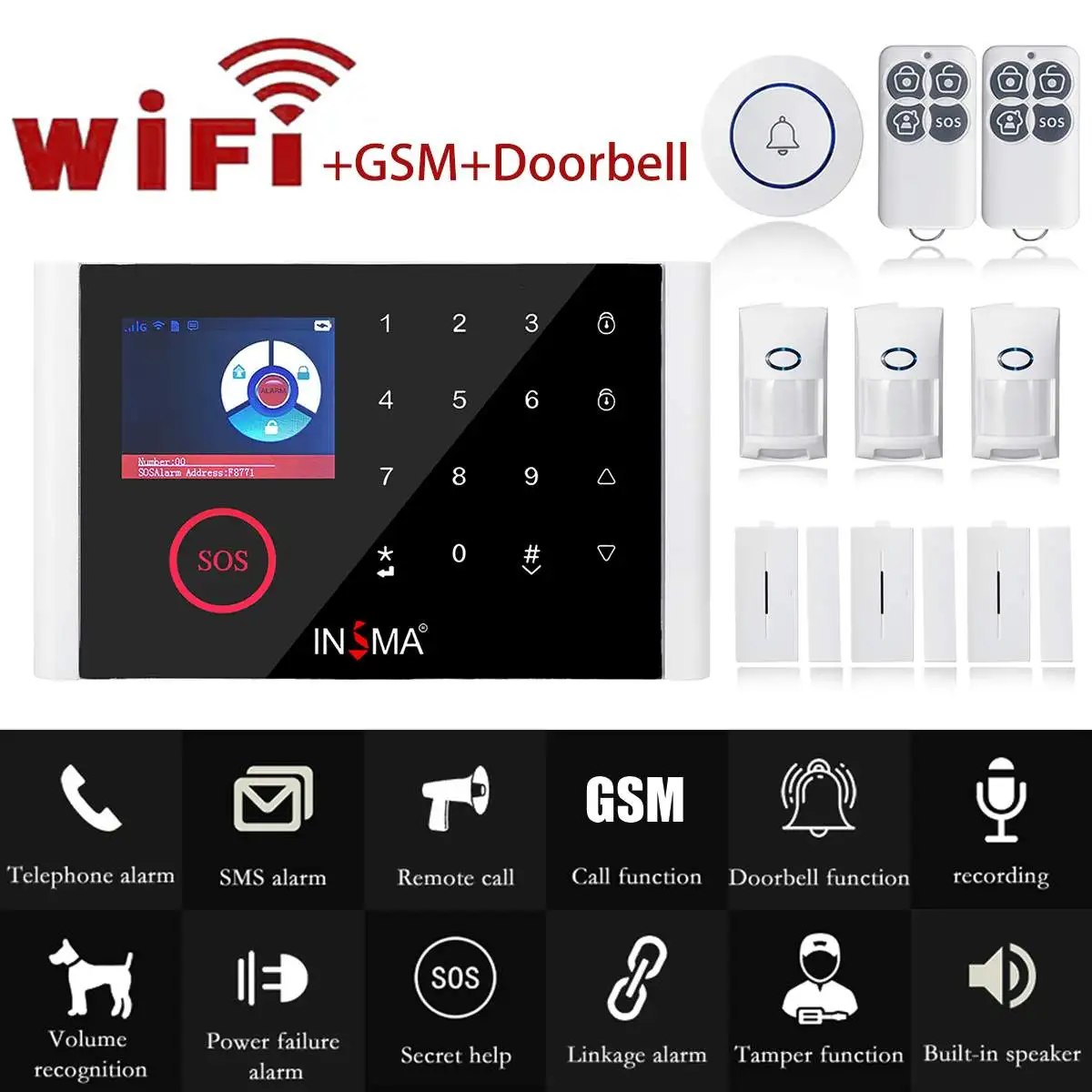 

Wifi GSM GPRS Alarm System Wireless & Wired Detectors Alarm Smart Home Relay Output APP English/Russian/Spanish/France/Italian
