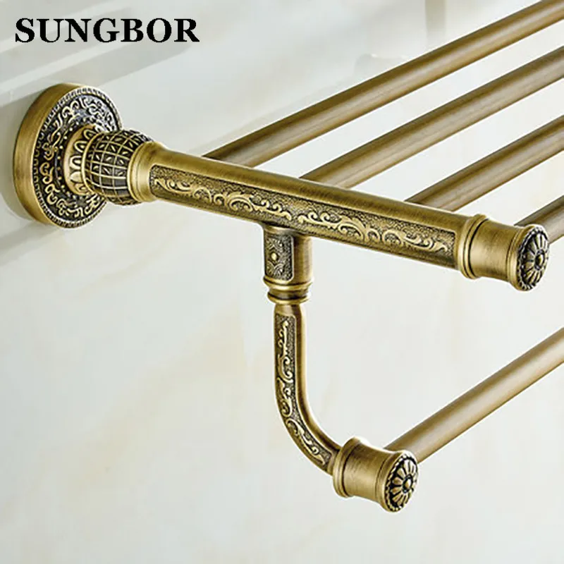 Whole brass towel shelf Antique brass bath towel rack Active bath towel