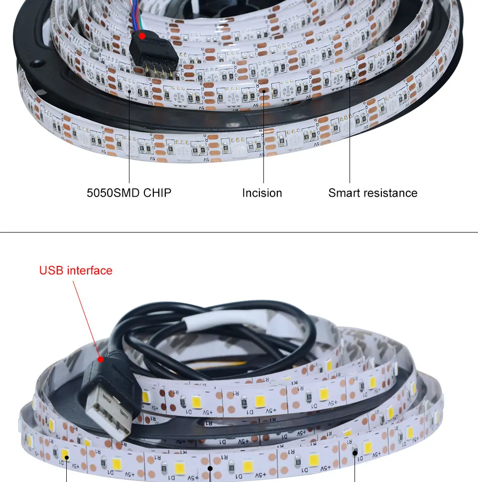 Светодиодная лента черный PCB 5V USB зарядное устройство 5050 RGB Светодиодная лента светильник ТВ ПОДСВЕТКА лента лампа RGB пульт дистанционного управления 1 м 2 м 3 м 4 м 5 м