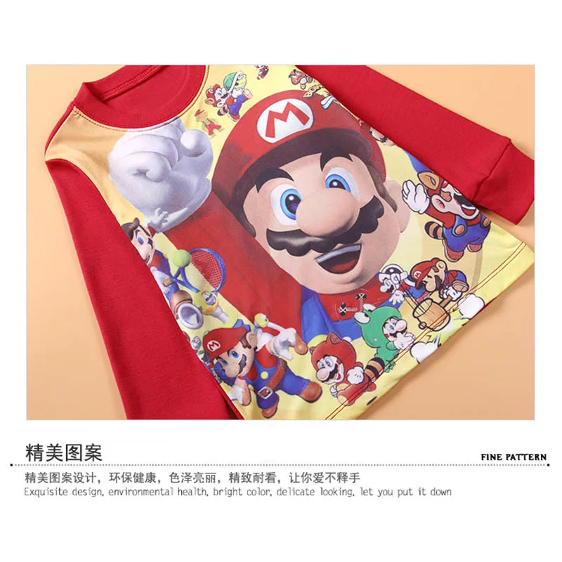 Детская одежда для сна из хлопка с изображением супер Марио для маленьких мальчиков, пижамы, топ+ штаны, комплект из 2 предметов, костюм для костюмированной игры, костюм «Брат Марио»