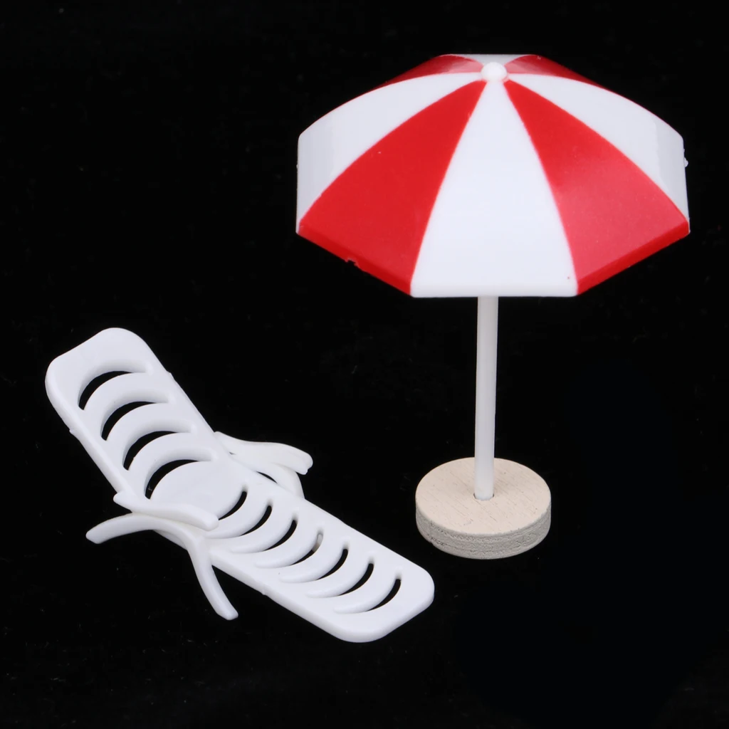 5 Set Mini Deck Chair Beach Umbrella for Dollhouse Yard Garden Swimming Pool Life Scenes Decor Kids Pretend Play Toy 5 Set Mini Deck Chair Beach Umbrella for Dollhouse Yard Garden Swimming Pool Life Scenes Decor Kids Pretend Play Toy