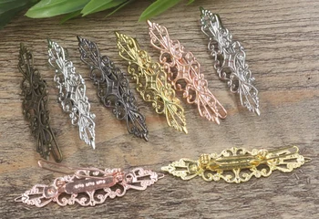 

15x57mm Blank Barrette Bases Vintage Filigree Flower Hairwear Hairgrips Hair Clip Brief The Frog Clip Hairpin Settings Findings