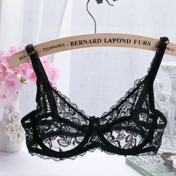 

Women Lace Bra Luxury Cotton Mesh Bralette Lingerie Transparent Brassiere 2019 Hot Sale Underwear Unpadded Floral Brassiere DN