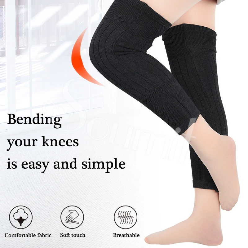 Soumit 1 пара поддержка колена для артрит боли в суставах кашемир сохраняет тепло для мужчин женщин Зима Весна наколенники носок подушки вставки