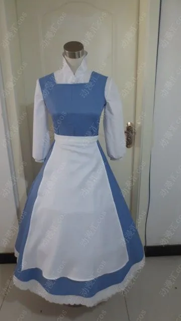 Для взрослых принцесса Белль Красавица и Чудовище синий плюс размер костюм Белла горничной Детские тематические костюмы для женщин аниме