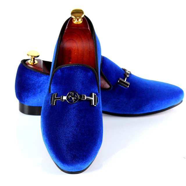 harpelunde buckle strap men shoes brand blue velvet loafers hot sell mens dress shoes size 14