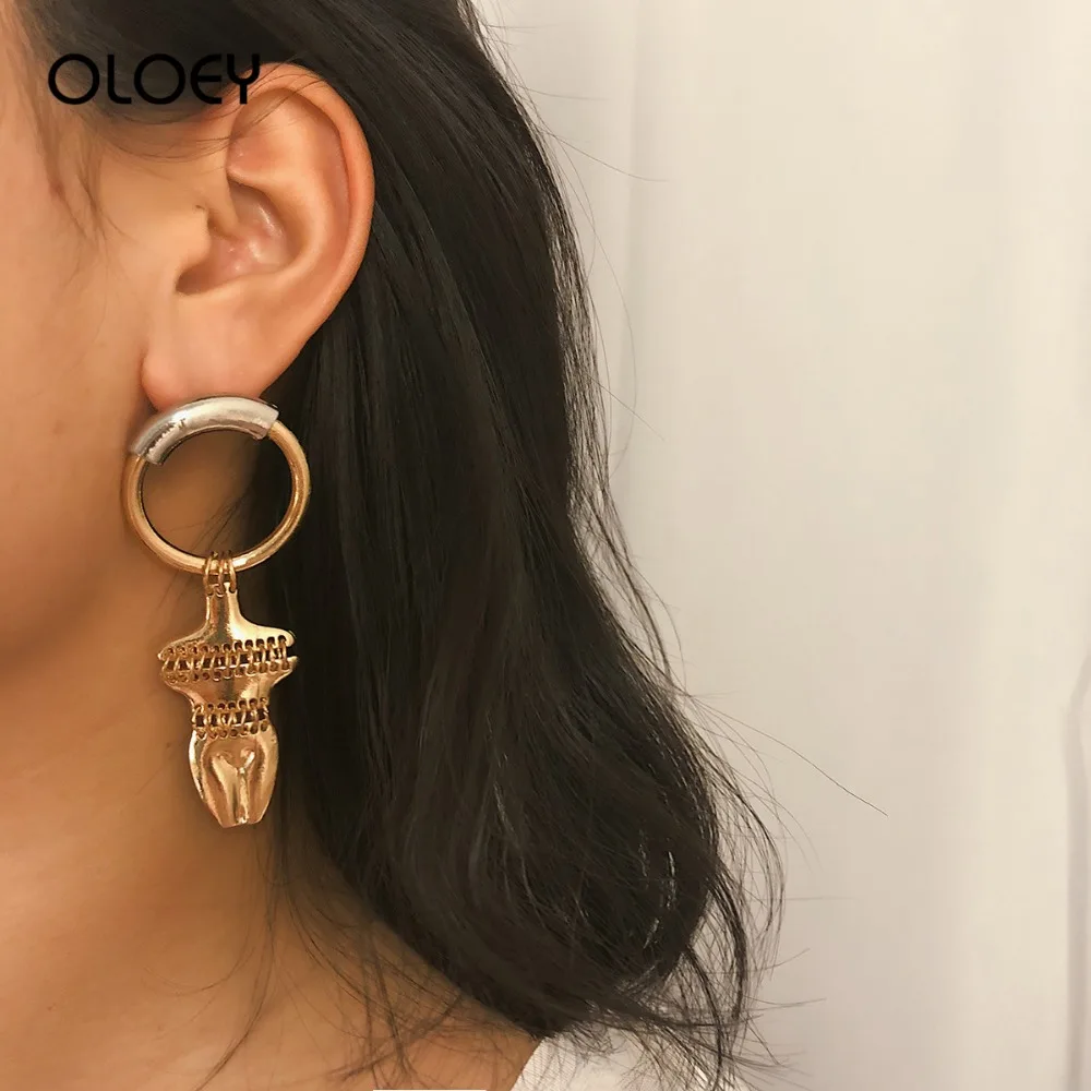 

OLOEY 2019 Punk Drop Earrings Fashion Bohomian Geometry Hollow Earrings Female Long Earrings Creative Beauty Shape Party Jewelry