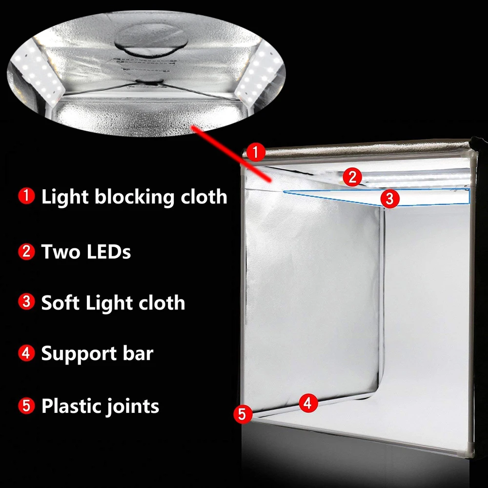 WINGRIDY 40cm*40cm 16in LED Folding Photo Studio Softbox Lightbox light Tent white yellow black background Accessories box light