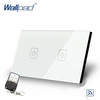 

White 2 Gang 1 Way Remote Control Touch Switch Crystal Glass Switch Wallpad Luxury US/AU Standard Switch With Remote Controller