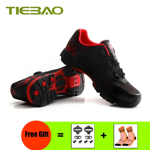 TIEBAO, обувь для велоспорта, женские и мужские кроссовки для горного велосипеда, самоблокирующиеся, обувь для отдыха, верховой езды, bicicleta SPD, обувь для педалей - Цвет: Cleats with 1766 R