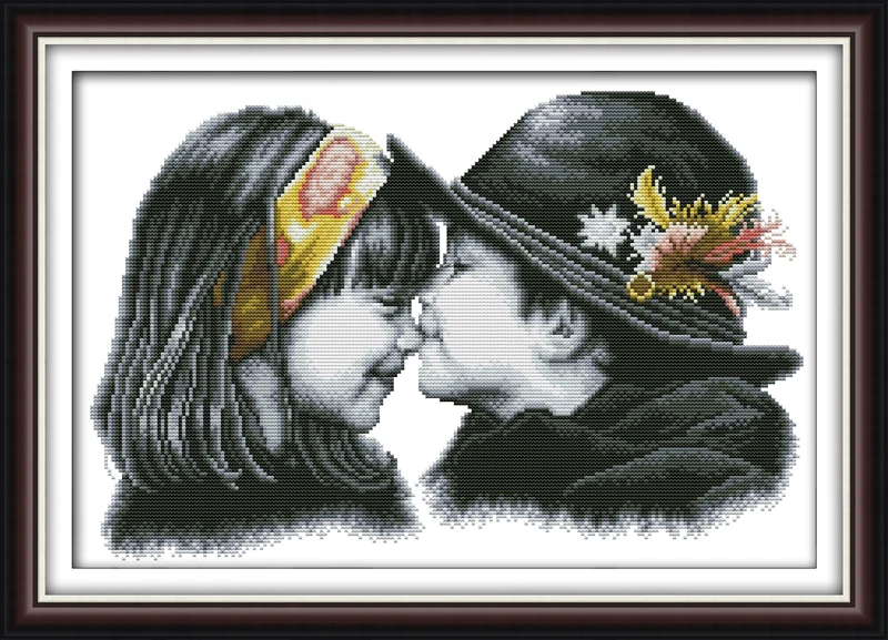 

Lovely lovers DMC cotton home decor canvas Cross Stitch kit people 14ct white 11ct print embroidery DIY handmade needlework wall